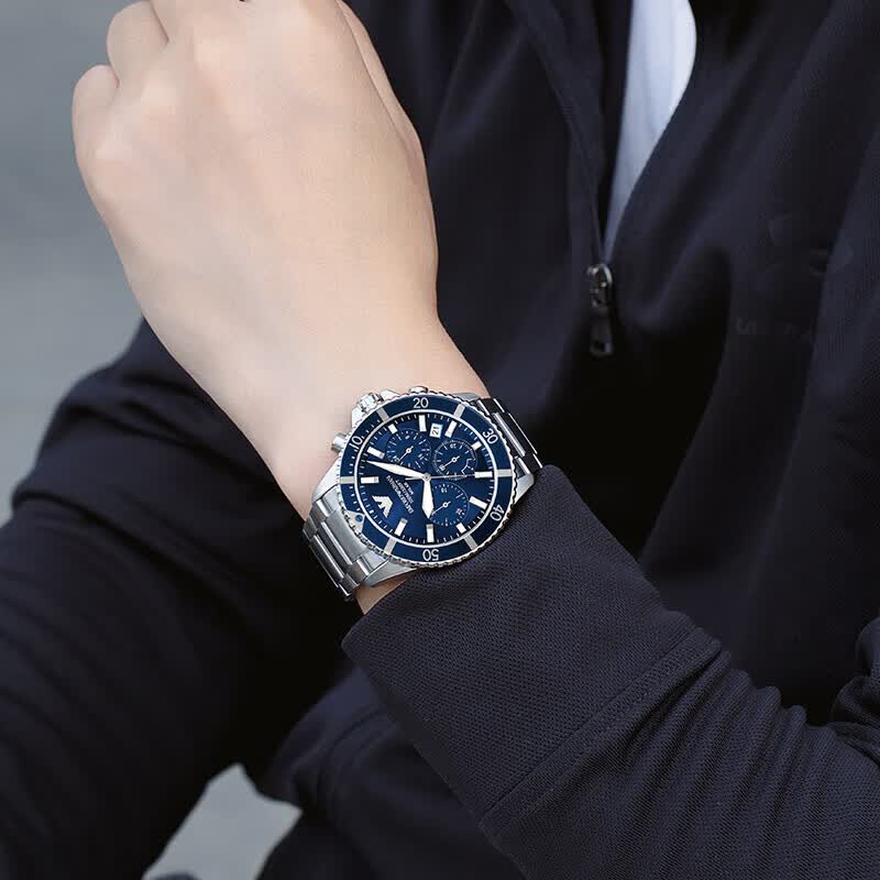EMPORIO ARMANI 阿玛尼手表男士水鬼游泳潜水表生日七夕情人节礼物送男友男表 太阳能机芯蓝盘 AR11798