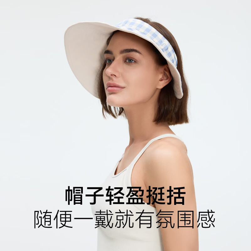 OhSunny防晒帽格纹飘带渔夫帽大帽檐防紫外线遮阳帽 辰雨紫-发箍帽