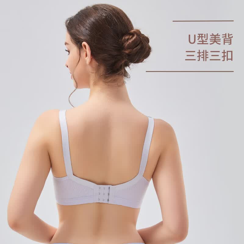ROVO哺乳文胸孕妇内衣产前产后喂奶胸罩聚拢前开扣怀孕喂奶专用 灰色+肤色 L【适用于90-120】