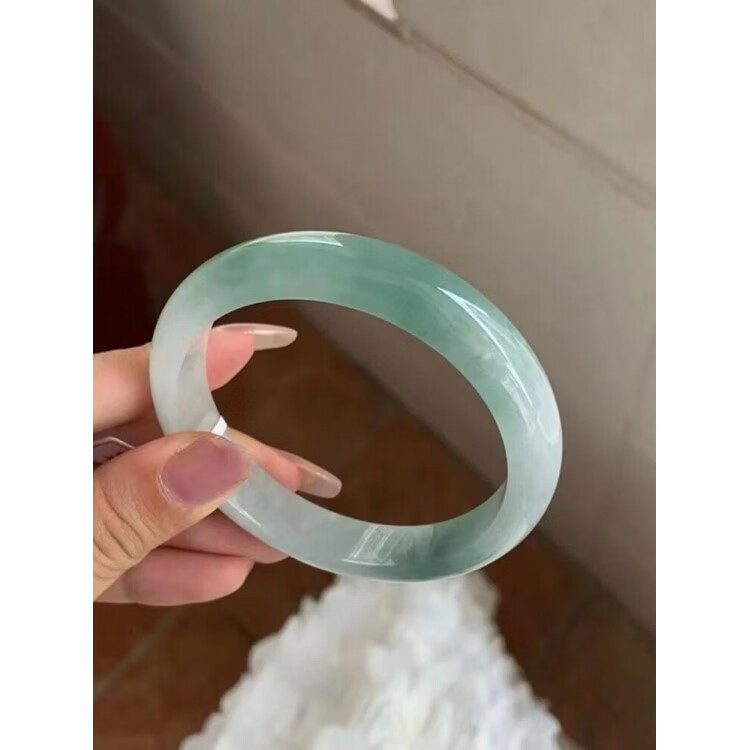 DL胖东来同款天l然高冰冰糯种玉手镯女款油青飘花缅甸老坑冰种翡 圈口63-64mm