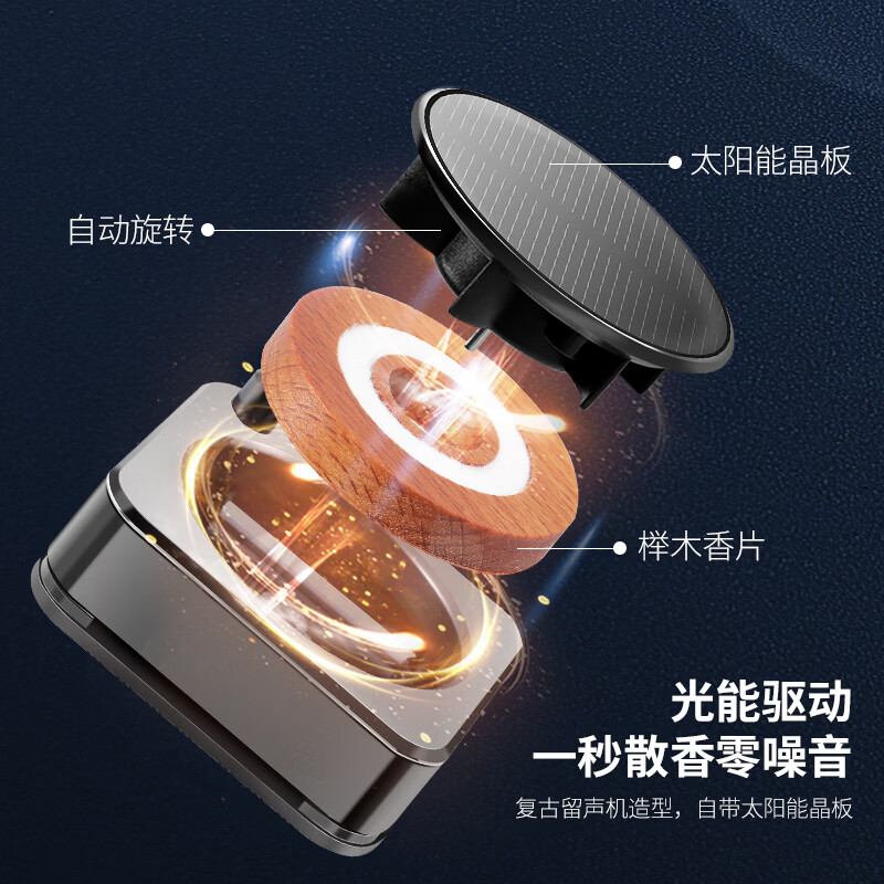 绿之源太阳能留声机车载车载太阳能香薰 新款高档汽车香水持久留香 留声机车载香薰