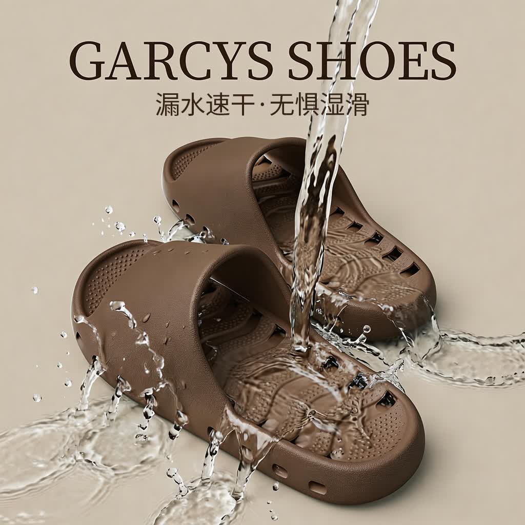 Garcys 空气循环eva防臭拖鞋男款夏季新款踩屎感漏水速干居家拖鞋 深棕色 40-41