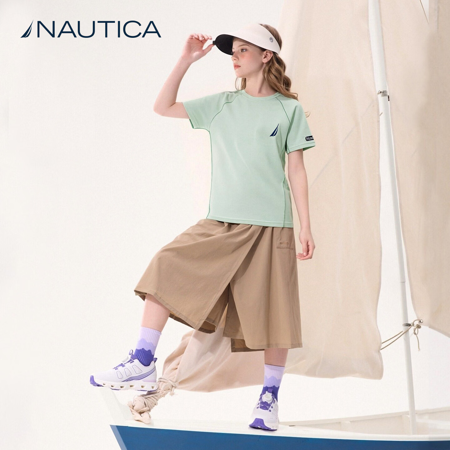 NAUTICA【防晒速干】NAUTICA诺帝卡童装男童短袖儿童t恤女童夏装上衣运动 黑色 150
