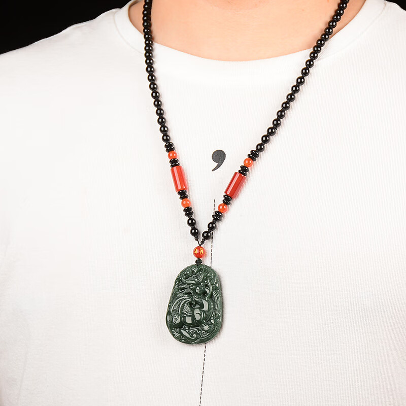 古甄轩和田玉貔貅青玉吊坠男士转运玉佩挂件飞天霸王貔貅玉项链配送