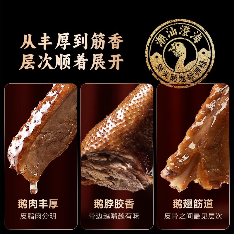皇家和成丰 卤狮头鹅潮汕卤鹅拼盘 鹅肉鹅脖鹅翅翼三拼 加热即食 卤味鹅肉 【鹅肉+鹅脖+鹅翅】*2份