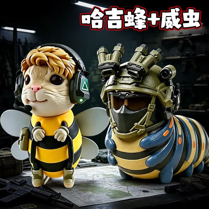 三角洲行动周边夜光威风的虫3d打印Q版威风的龙和哈基蜂模型 威虫+哈基蜂 我们俩