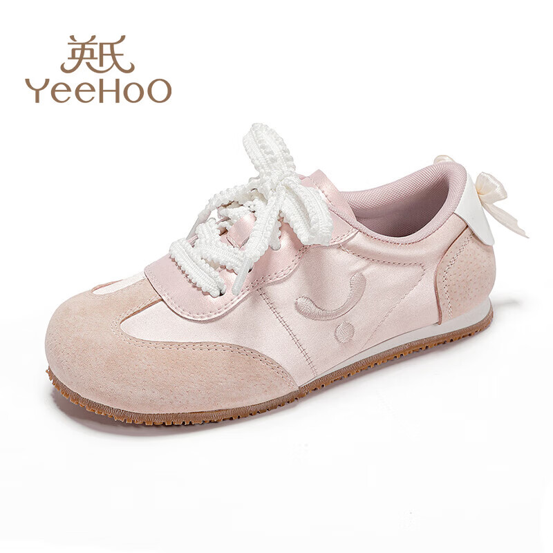 英氏(YEEHOO)童鞋中大童阿甘鞋2026春夏季芭蕾风德训鞋百搭女童休闲运动鞋 粉色 36