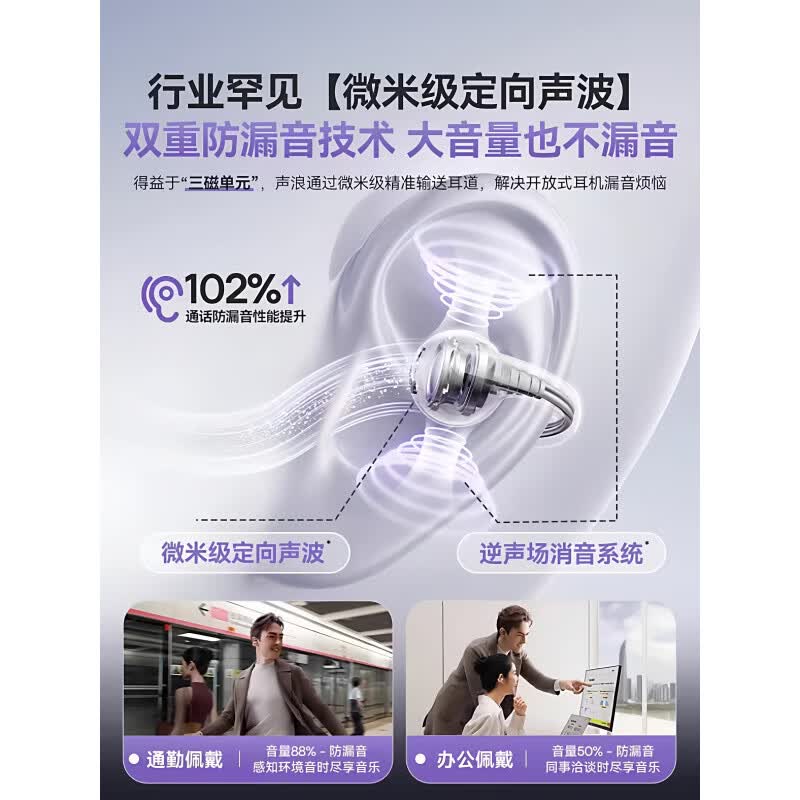 SONYSE索尼适用2026新款耳夹蓝牙耳机真无线气骨传导开放式运动跑步不入耳长续航 玫瑰金消噪无损高清立体音频续航128h