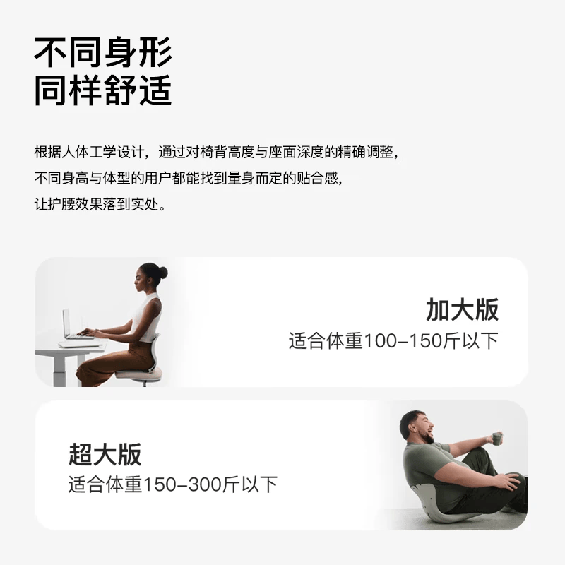 BKT护腰坐垫人体工学腰靠靠背办公座椅久坐靠背腰垫椅靠垫坐姿椅垫子 超大版气质灰+坐垫套【推荐150斤以上适用】
