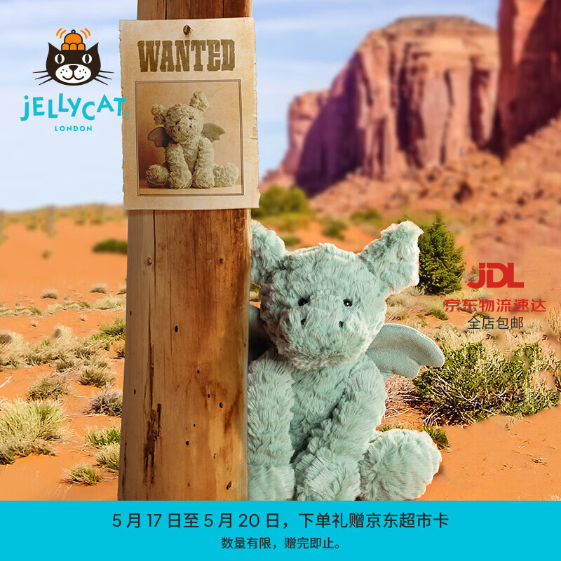 Jellycat波浪毛龙动物毛绒玩偶安抚公仔娃娃送礼520礼物 波浪毛龙 Medium