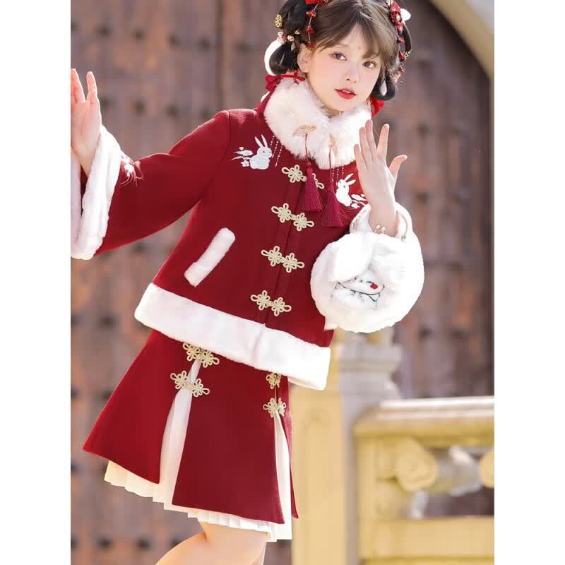 韩蔓语原创洛丽塔汉元素古风中国风红色新年过年拜年元旦圣诞节lolita