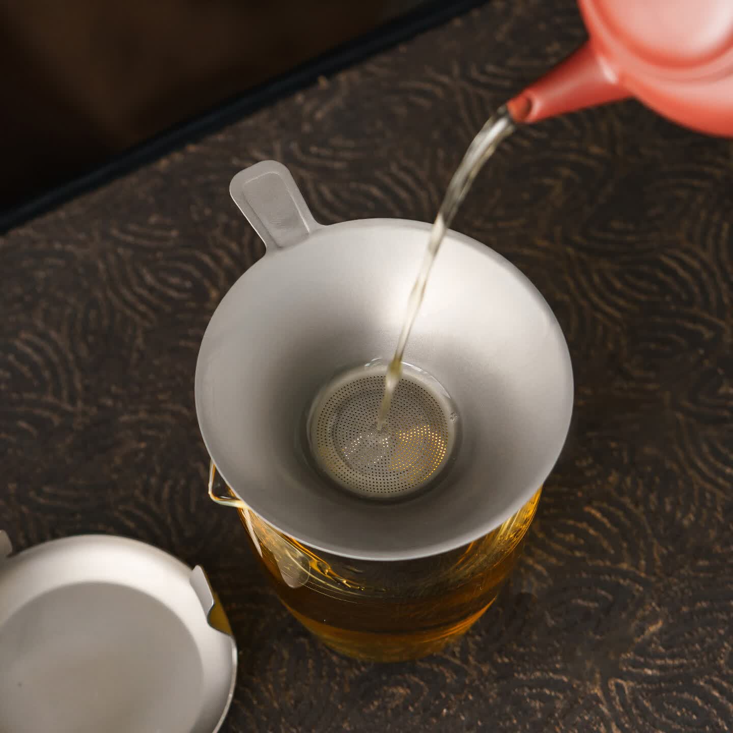 馨寂纯钛茶漏千孔一体滤茶器精密茶漏超细茶叶滤网茶隔公道杯过滤家用 【磨砂款1076孔-超细过滤】加厚短柄纯钛茶漏