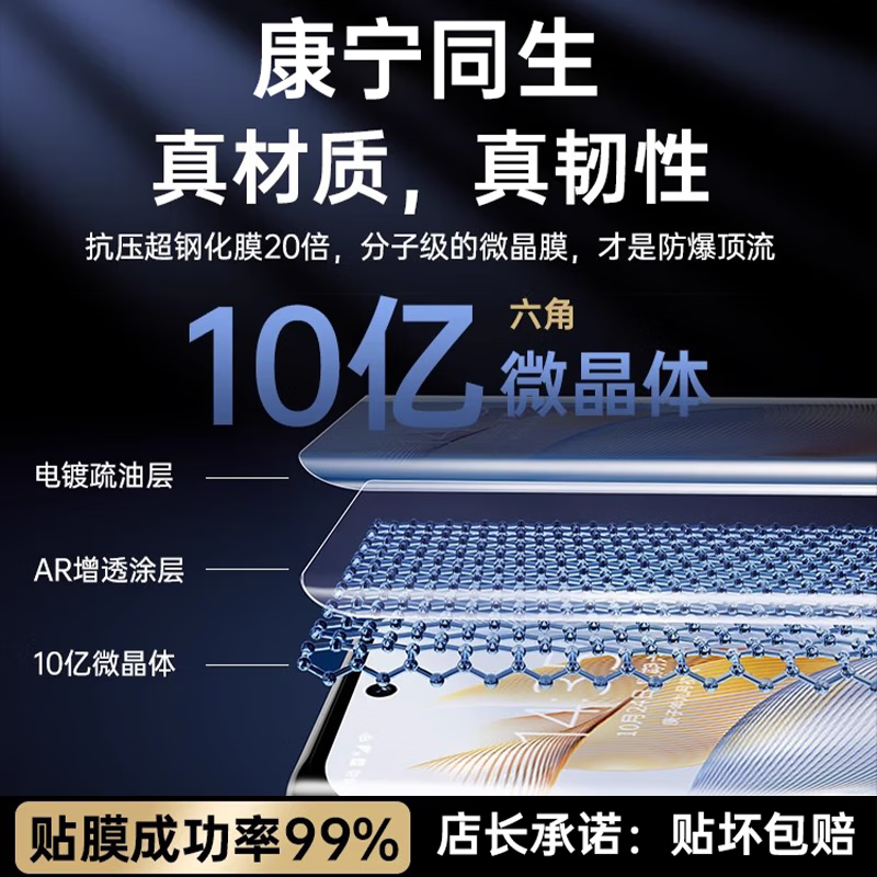 名樱【新款冰瓷全胶】荣耀手机膜全胶无尘仓防摔3D热弯曲面全屏保护水凝微晶软膜秒贴适用 荣耀V40轻奢版 复购款替换膜丨2片装丨不带舱