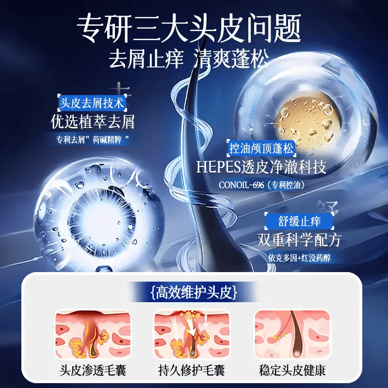 SOCUS二硫化硒洗发水去屑止痒控油持久蓬松深层清洁洗头膏露男女士专用 【持久蓬松】控油去屑二硫化硒洗发水 800ml*1瓶
