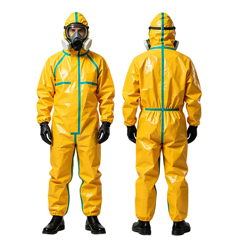 甄奢菲高端防化服连体全身耐酸碱化学实验室防腐蚀工作服全封闭喷漆服 M 均码 黄色