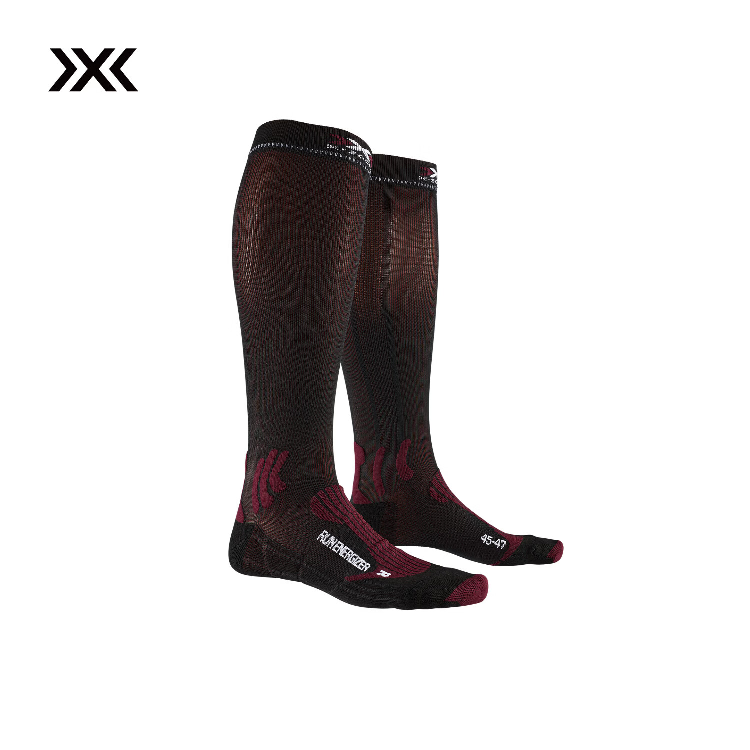 X-SOCKS跑步激能系列运动袜透气抑菌袜子跑步压缩袜 RS09S26U/RM09S26W  深宝石红/猫眼黑 （男女款） 42-44