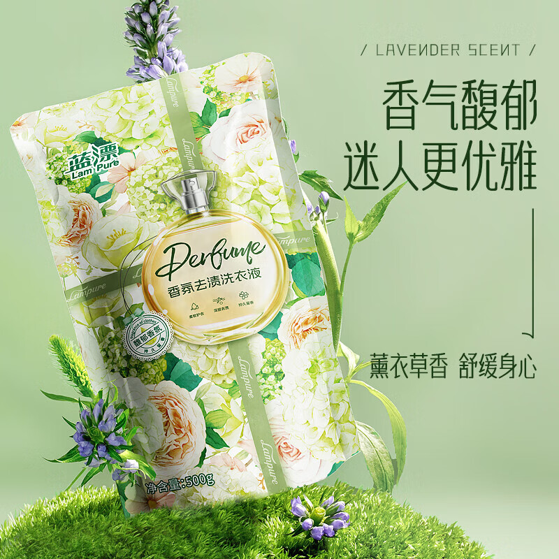 蓝漂香氛洗衣液袋装洗衣去污去渍柔顺护衣手洗机洗易漂洗强效清洁 500g*1袋
