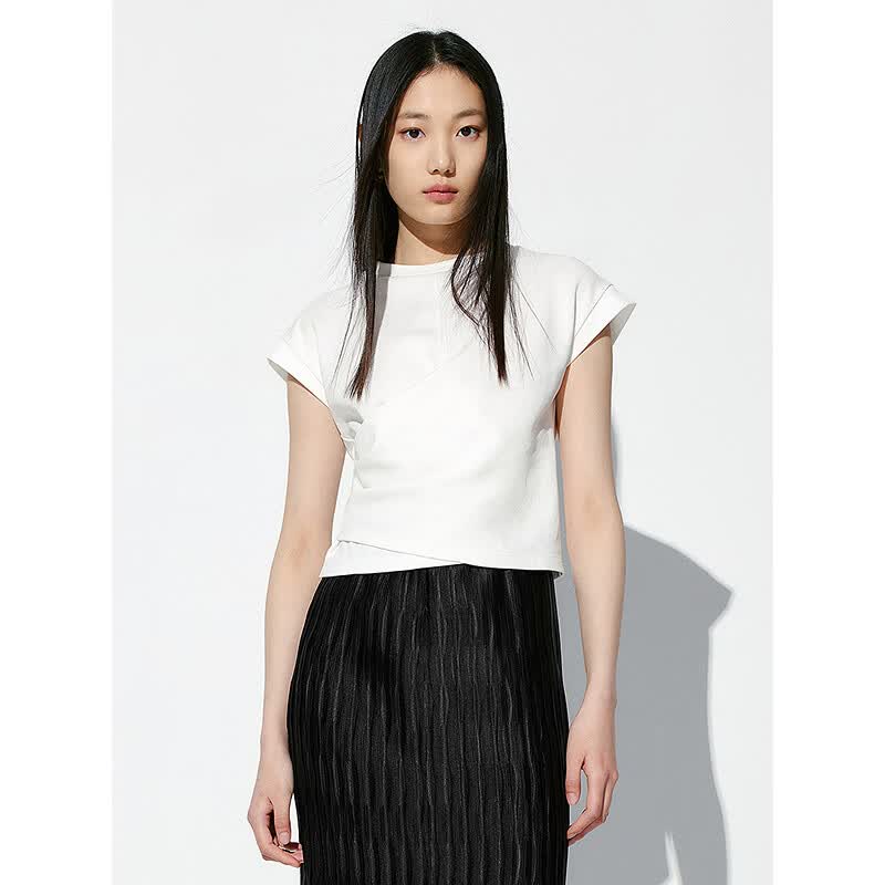 太平鸟短袖T恤女2026夏季新款休闲百搭修身显瘦上衣女 短袖T恤 白色 S 京东折扣/优惠券