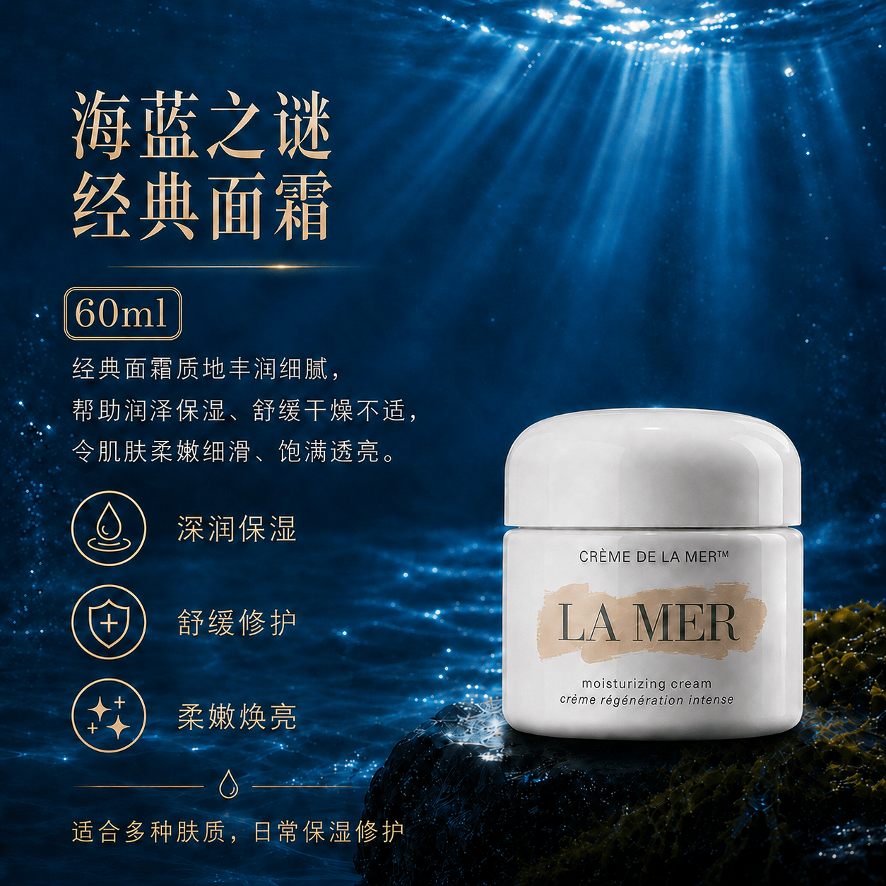 海蓝之谜（LA MER）精粹水身体霜精粹乳浓缩精华面霜眼霜套装送女闺蜜妈妈礼物 海蓝之谜油皮水+乳+面霜 送礼盒礼袋