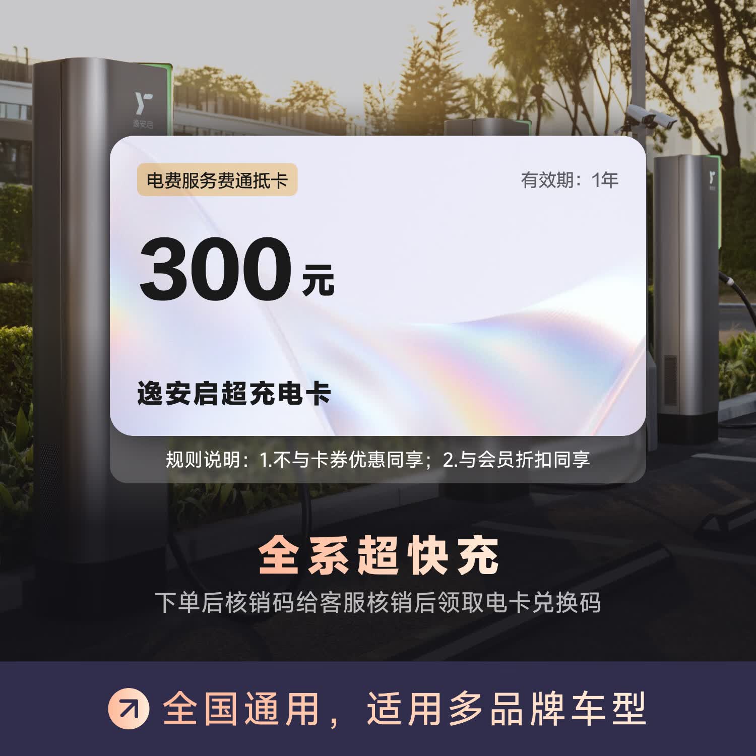 逸安启（IONCHI）充电桩电卡畅享版 超级通抵充电卡 全国通用 300元 适用多品牌新能源车型