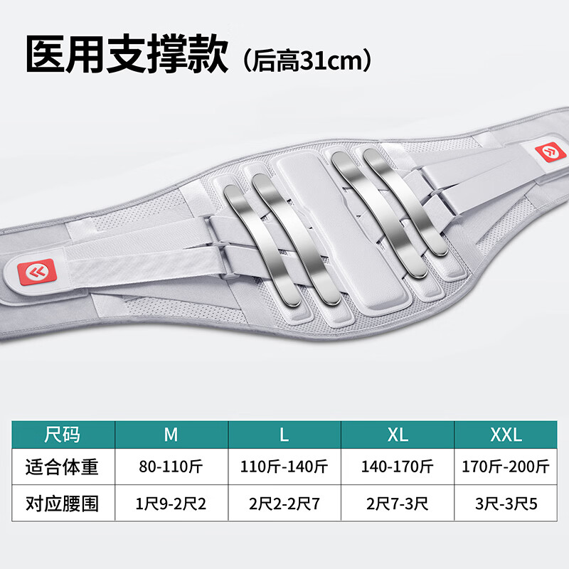 LISM日本医用护腰带腰间盘突出腰肌腰椎劳损支撑运动腰托神器 强支撑护腰带【超高31CM】 XXL码【体重170-200斤】