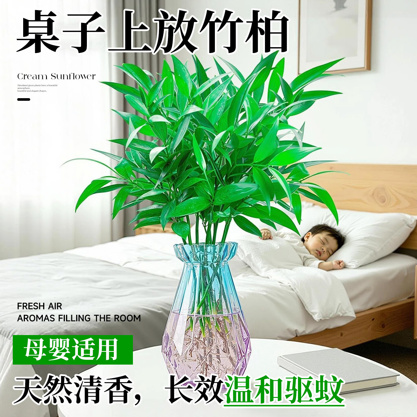临雅竹柏驱蚊竹水培祛蚊植物室内外蚊子克星水养绿植花卉盆栽办公桌面 【水培驱蚊】竹柏(10棵)+灰色钻石瓶+营养液