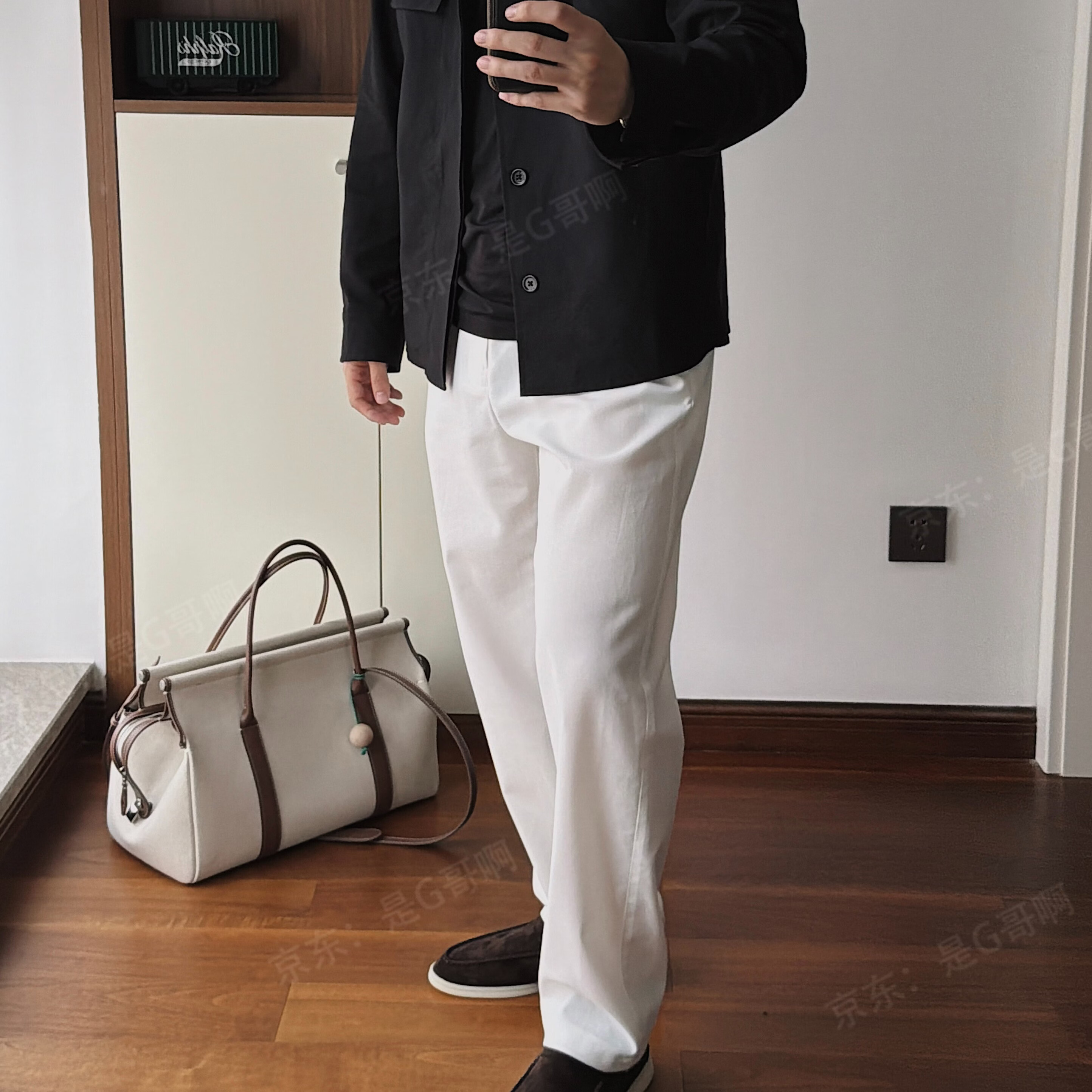 GGG COMPLEX·G哥男装/ZZ亚麻混纺长裤 夏季男士透气舒适商务休闲直筒长裤 浅绿灰色 L