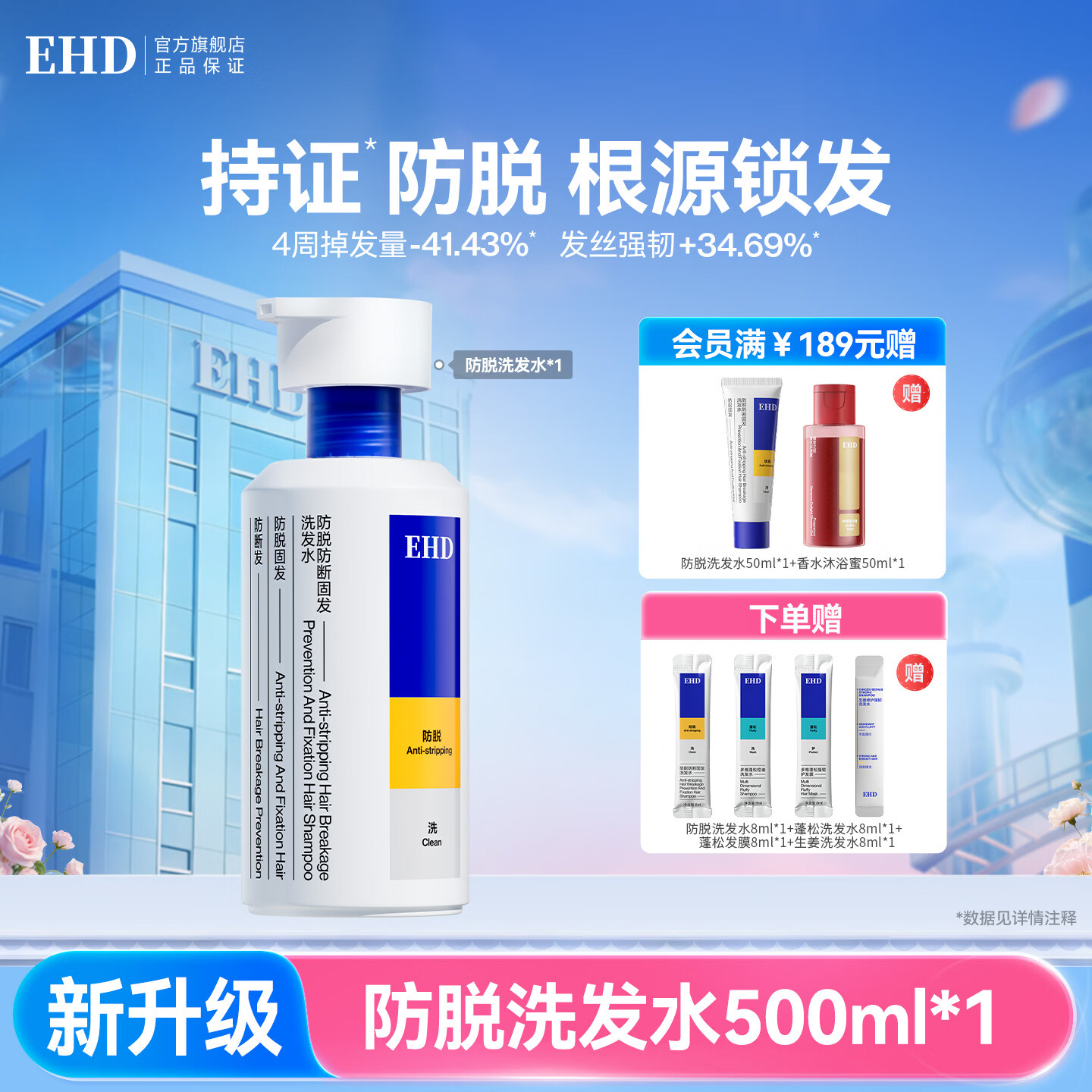 EHD防脱固发洗发水500ml 赠小样32ml 79.9元 - 线报酷