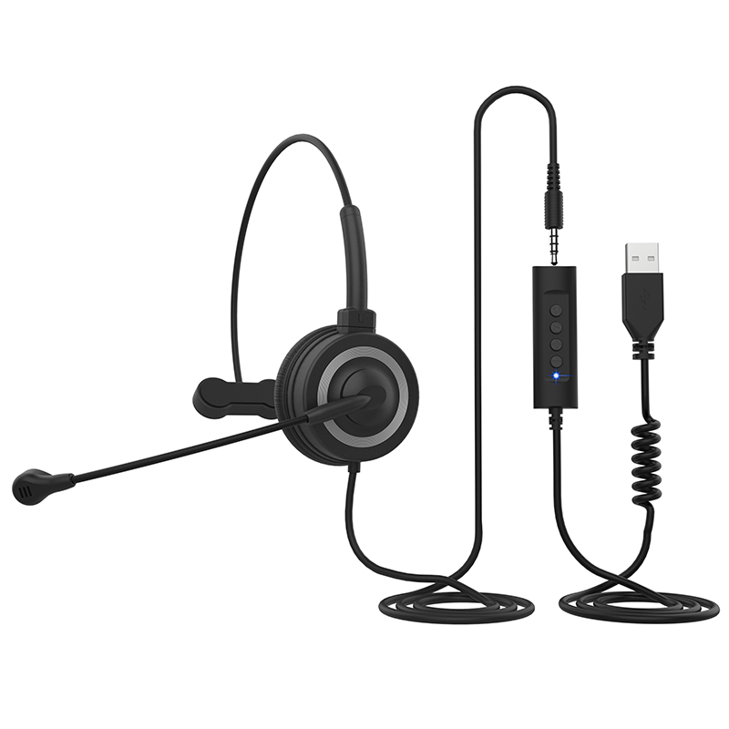 电音（DANyiN） BH69单边头戴式话务耳机麦克风单指向商务办公耳麦USB接口带静音开关 黑色