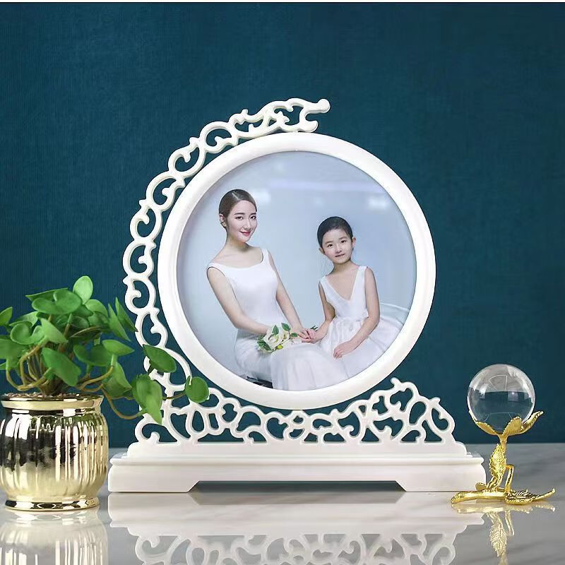 圆形创意复古十字绣古风屏风相框摆台桌摆相框画框挂墙2024 双面绣