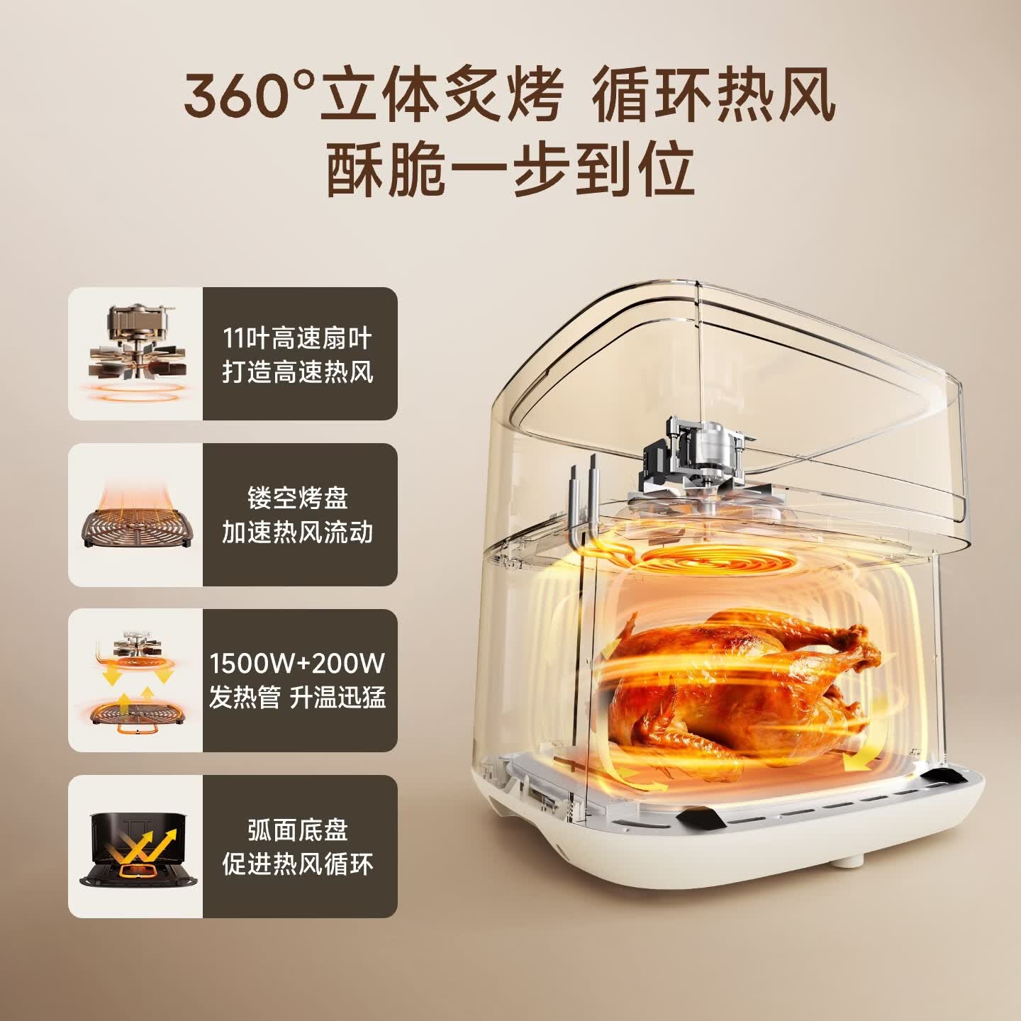 追觅【价保618】空气炸锅蒸烤一体TL30 白色款 家用容量6L 烤箱免翻面 2026新款 0氟钛陶 全金属内腔