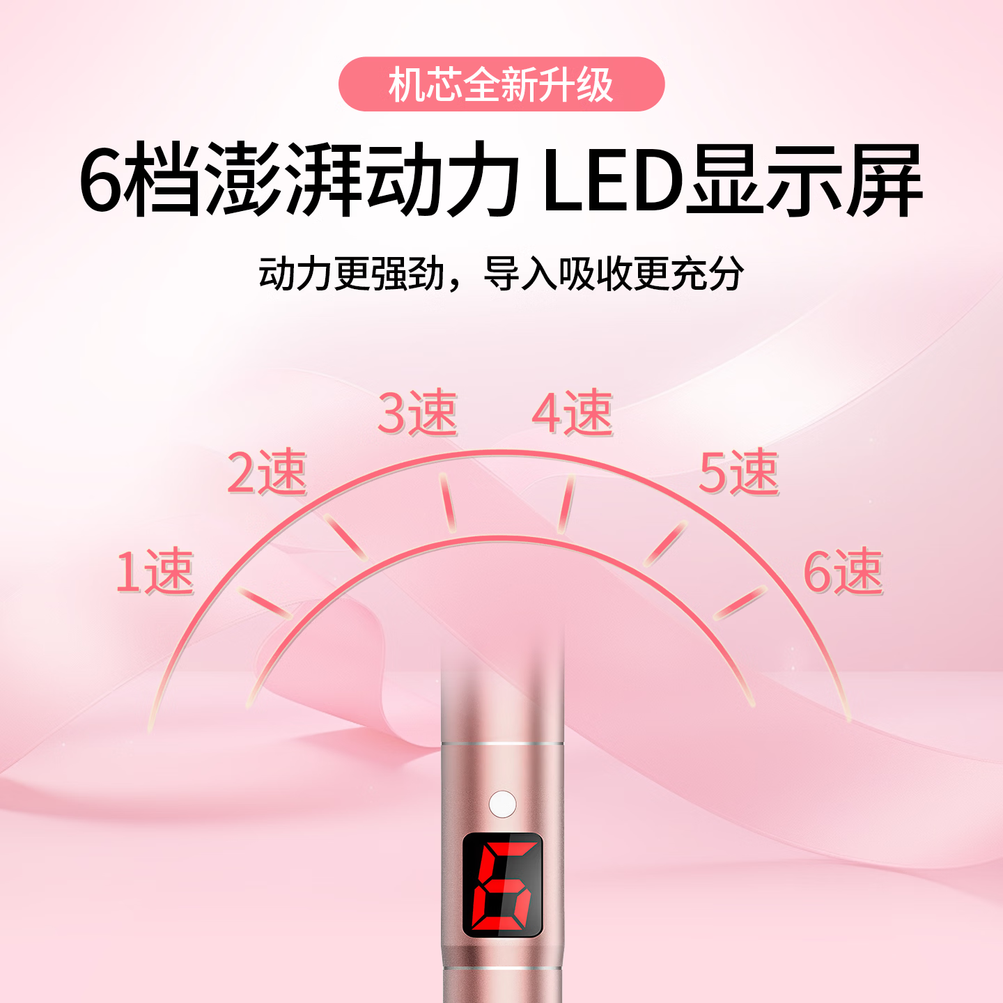 赫司（HESI）面部美容仪水光自打仪器微针导入仪美容院专用仪器电动纳米微晶水光精华原液导入家用女友生日礼物 [经典款L1]玫瑰金/屏显6档(配10个圆晶)