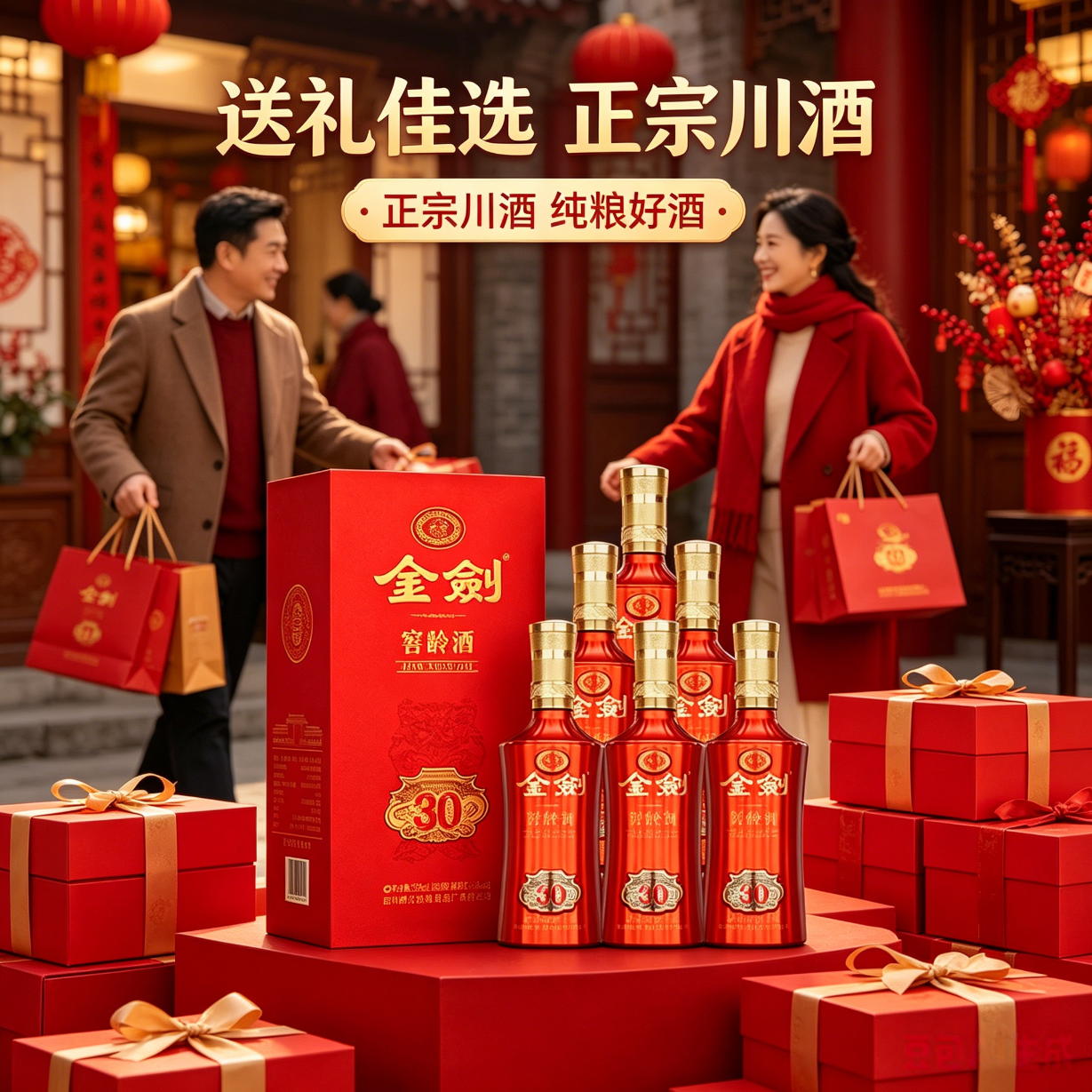 剑南春金剑窖龄酒30浓香型白酒精品纯粮酒 礼盒整箱过节送礼  52度 500mL 6瓶 【金剑窖龄酒30 原箱1箱】