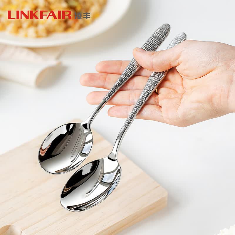 凌丰（LINKFAIR）星芒勺子两件套不锈钢餐更汤匙辅食勺儿童勺子家用餐具套装  2件套