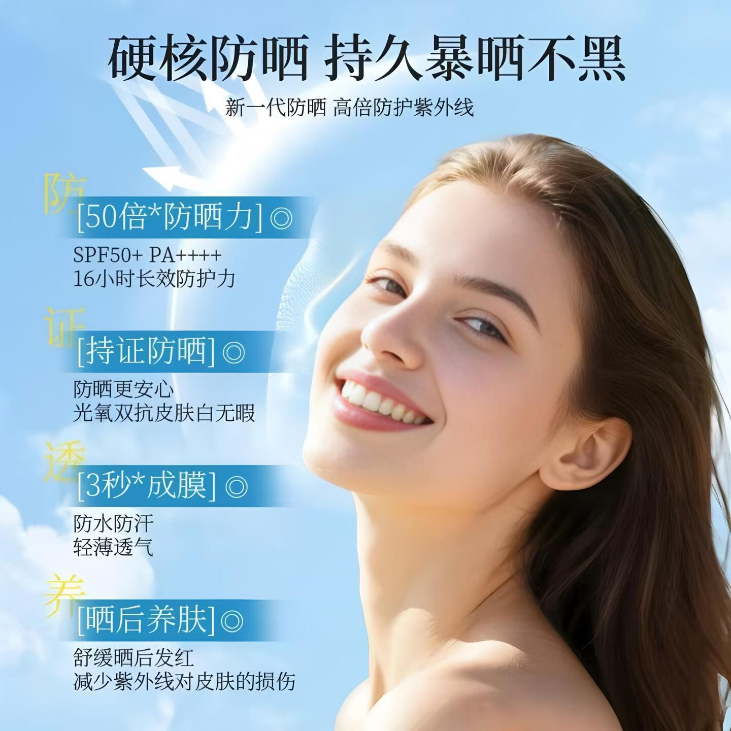 美白防晒霜防水防汗防晒清爽不油腻防晒霜防晒乳全身可用 栀子花防晒喷雾【200ml】 50