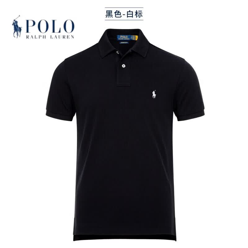 RALPH LAUREN 拉夫劳伦男装小马标短袖Polo衫上衣夏季高端休闲纯棉翻领半袖男士T恤透气 宝蓝-红标 L 备注身高体重,按身高体重定制发货