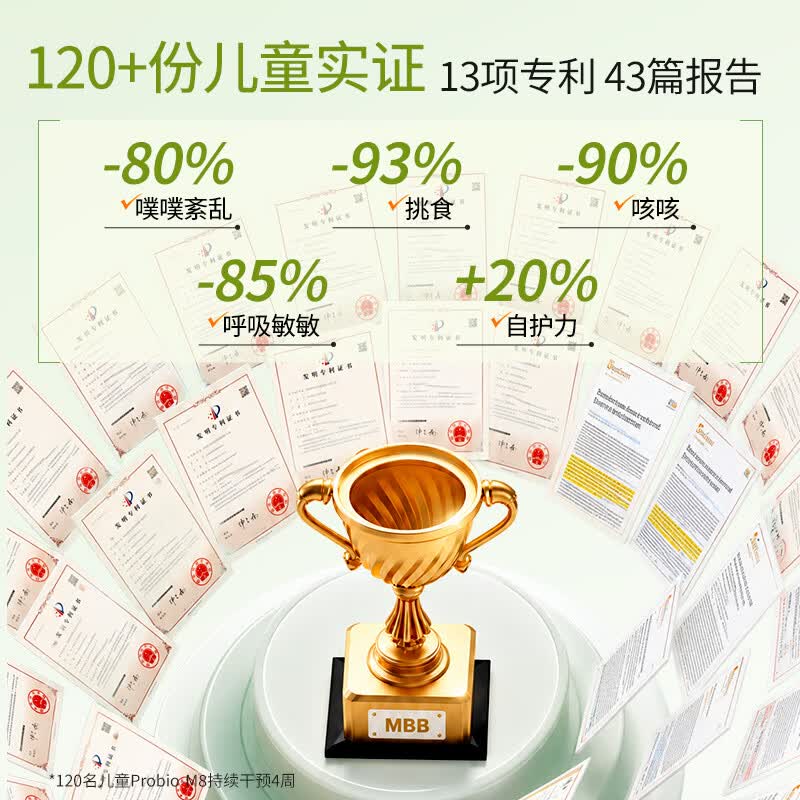 MBB科拓生物儿童益生菌6-12岁调肠胃脾胃理肠道冻干粉官方正品 畅童益彩条6盒加赠1盒