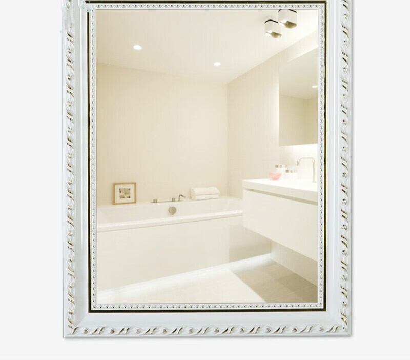家用穿衣镜挂墙欧式边框实木粘贴浴室镜子化妆梳妆洗手间厕所卫生 30*
