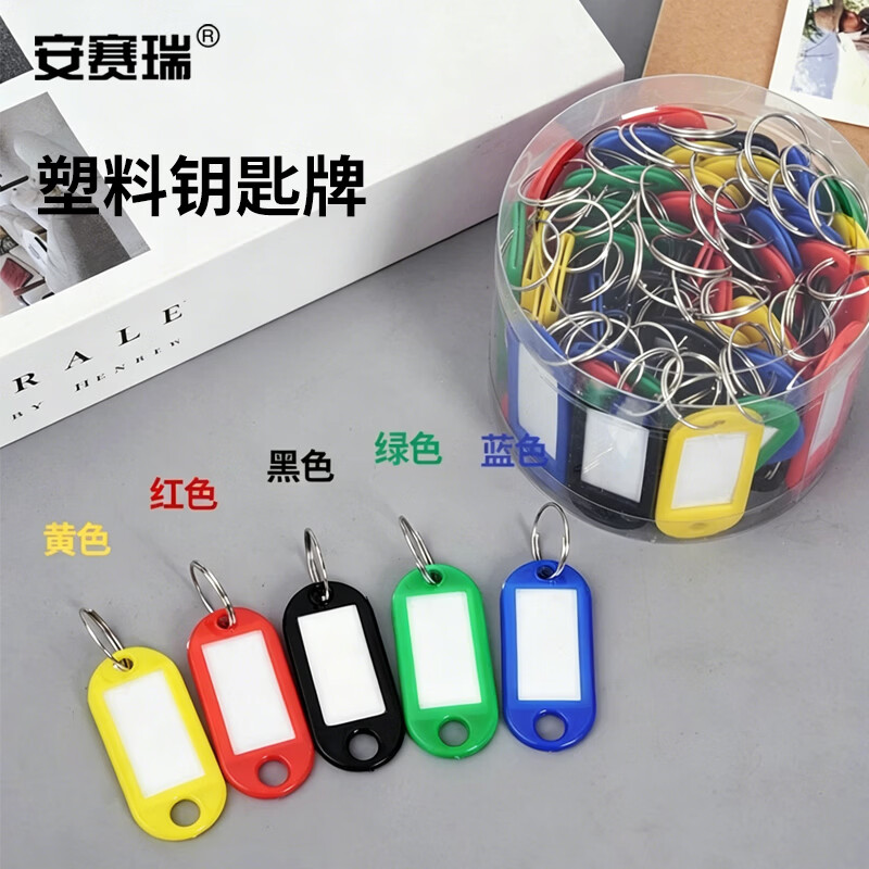 安赛瑞塑料钥匙牌（100个装） 混色 钥匙管理箱钥匙牌 彩色分类钥匙牌 可书写编号钥匙牌 K000165