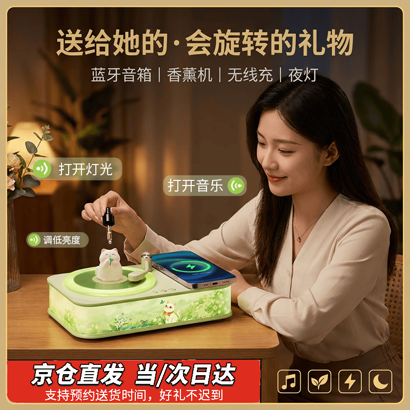 万火毕业礼物女送老师闺蜜生日礼物女生小众高级实用送女友女朋友摆件 精美彩盒【AI语音控制】无线充+蓝牙音箱+香薰机+夜灯 无线充香薰音响蓝牙音箱礼盒氛围灯