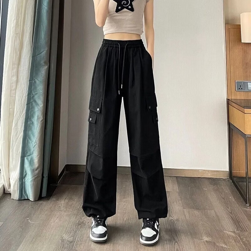 YOUNVFR美式工装裤女休闲高腰显瘦直筒裤子宽松百搭阔腿运动裤ins 诚M03米杏色 L /110-115斤 YOUNVFR美式工装裤女休闲高腰显瘦直筒裤子宽松百搭阔腿运动裤ins 诚M03米杏色 L /110-115斤