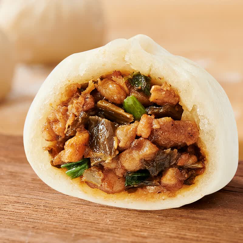 王家渡老面手工黑猪肉包280g/6个 广式早茶点心包子儿童早餐懒人夜宵 三包：老面手工包子(猪肉芽菜)280g*3