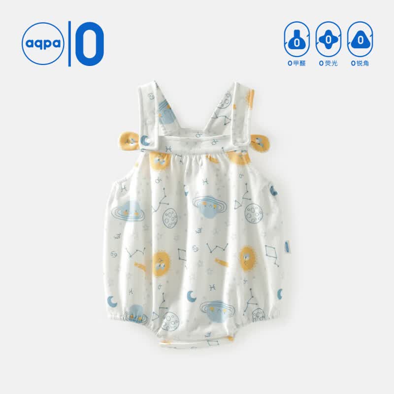 aqpa【新疆棉】肚兜婴儿连体衣夏季纯棉吊带包屁衣男女宝宝三角爬服 星际之旅（蓝调） 66cm
