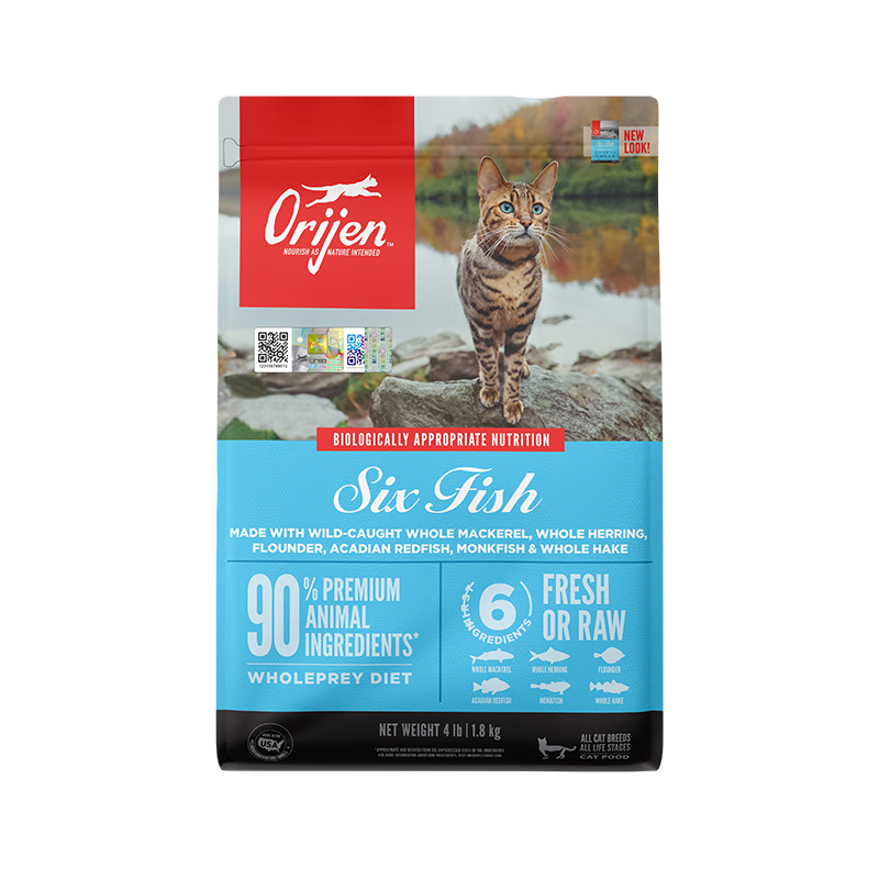 Orijen渴望貓糧 六種魚配方成幼貓全價段通用糧 貓糧5.4kg-效期至26年7月