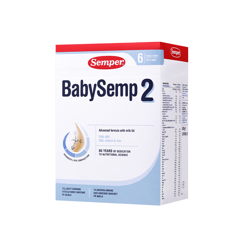 森宝（Semper）经典版 婴幼儿配方奶粉 2段(6-12月) 800g DHA+乳脂球膜