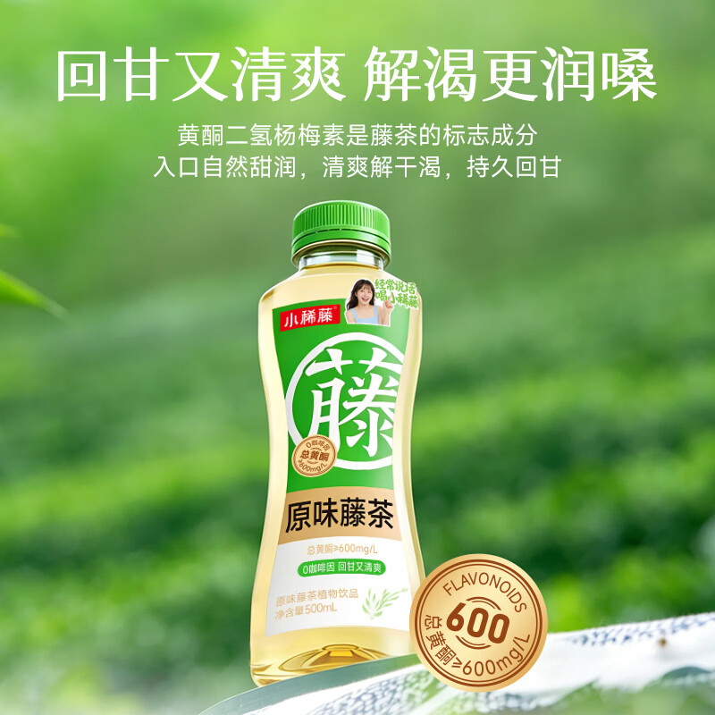小稀藤即饮藤茶植物饮料解渴0咖啡因0蔗糖0脂肪500ml 原味藤茶 500mL*15瓶