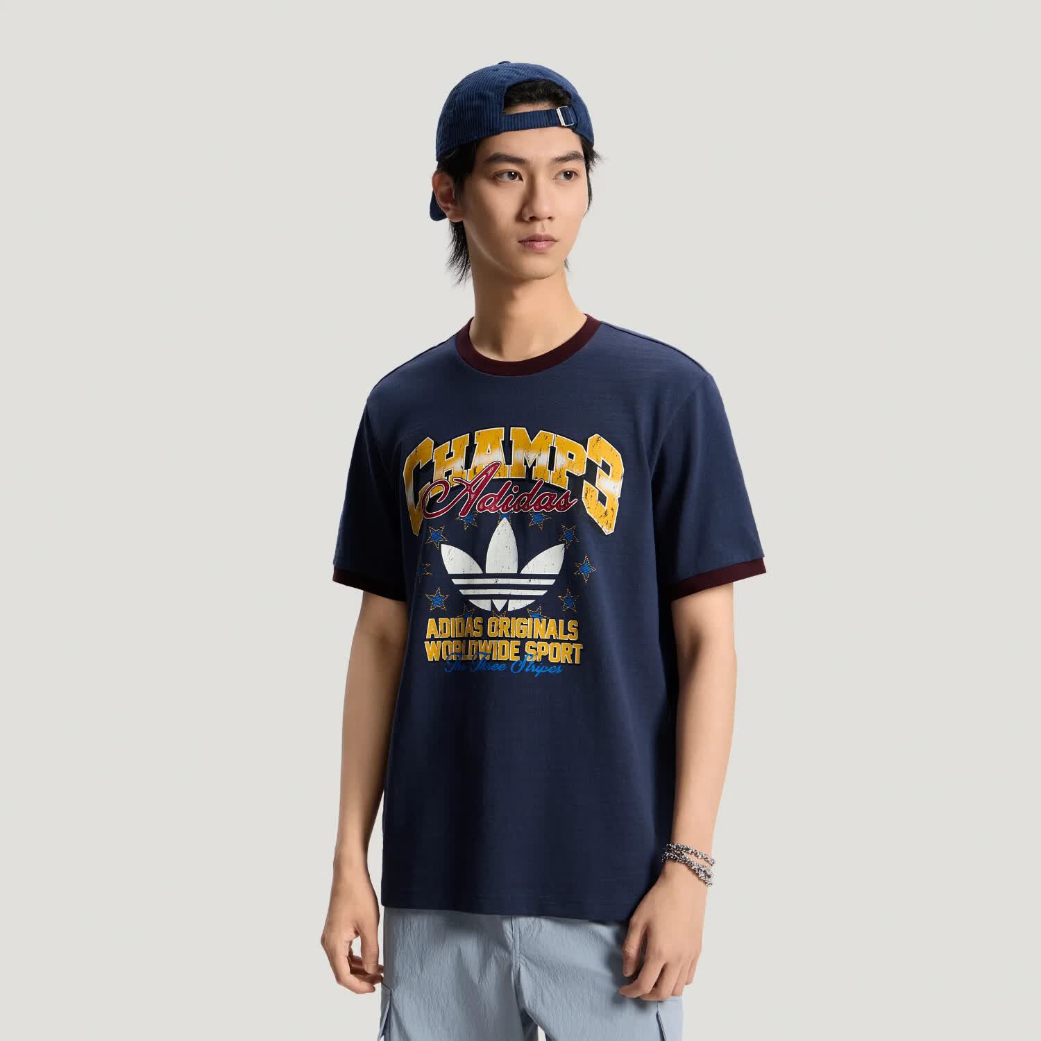 阿迪达斯（adidas）三叶草男装短袖 2026春夏季新款舒适棉质运动时尚潮流休闲短袖T恤 LE7356/暗藏青 L
