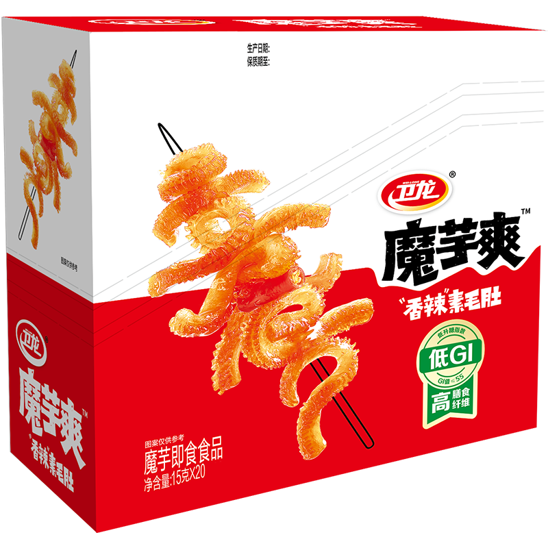 卫龙魔芋爽 素毛肚 香辣味 休闲便携零食 300g（约20包）AB版交替发货