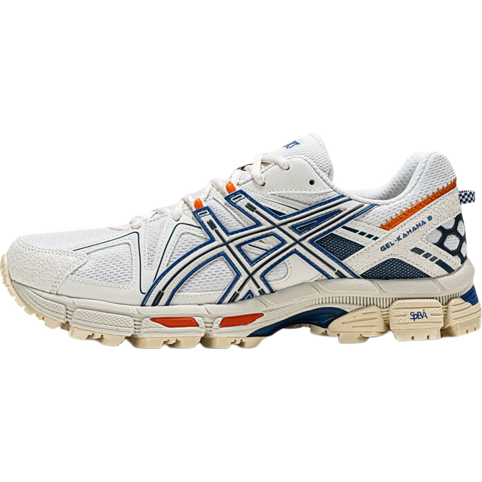 亚瑟士ASICS男女回弹耐磨透气越野跑鞋 GEL-KAHANA 8 米色/蓝色 42.5