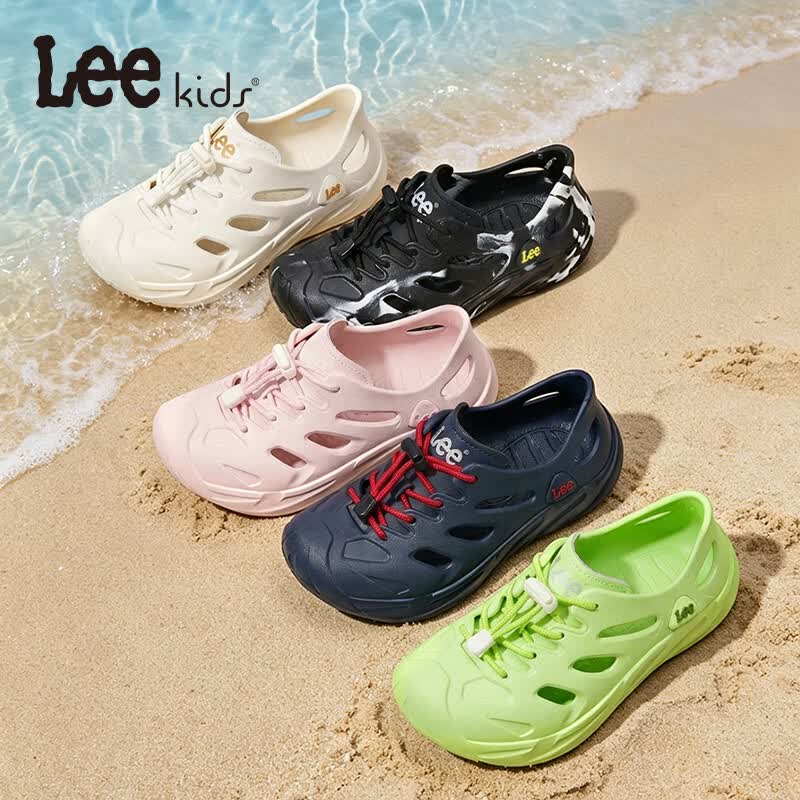 Lee童鞋夏季新款儿童包头凉鞋男童外穿防滑洞洞鞋女童 米白 34 【偏大,建议拍小一码】